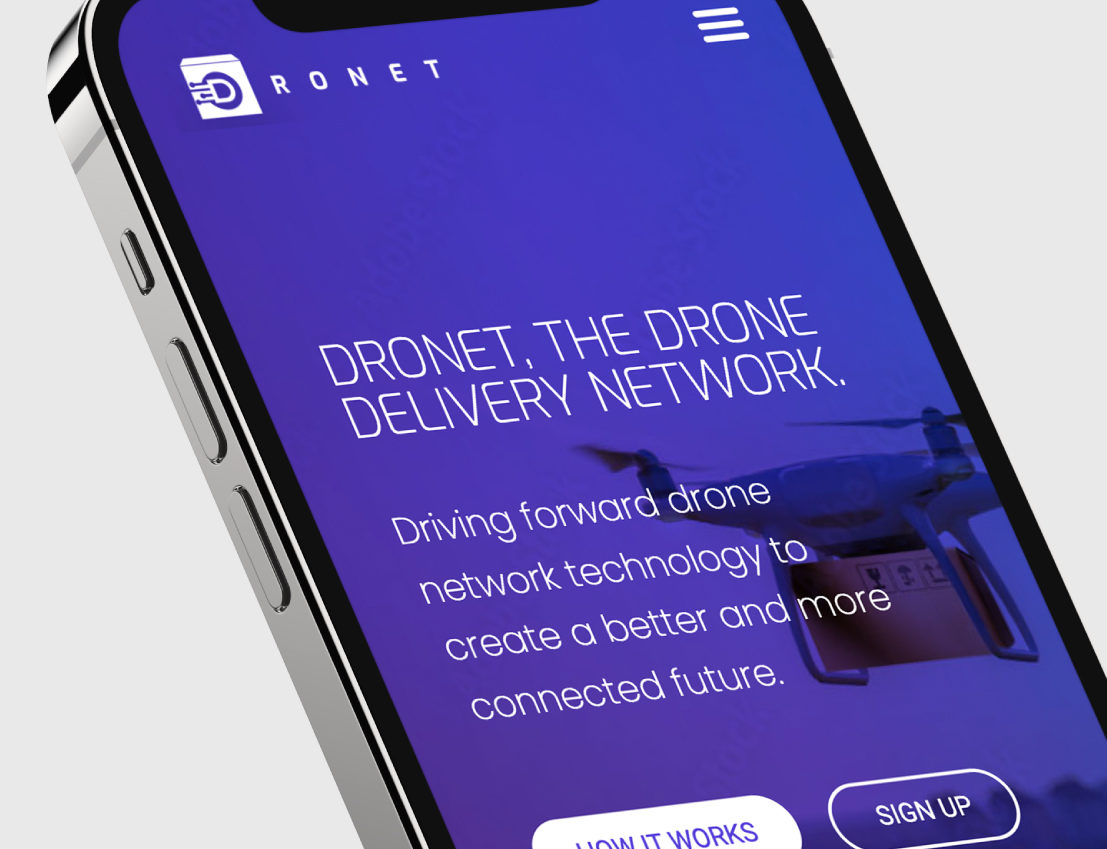 Mobile device with Dronet home page preview